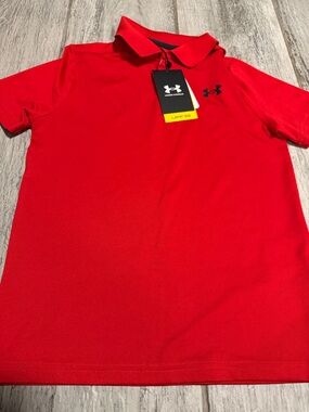 Under Armour Red Performance Polo with Black Logo UPF50 Small NWT
